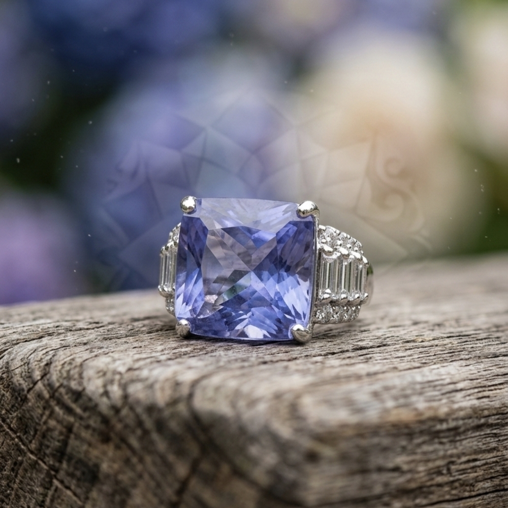 Elegant Silver and Blue Gemstone Ring